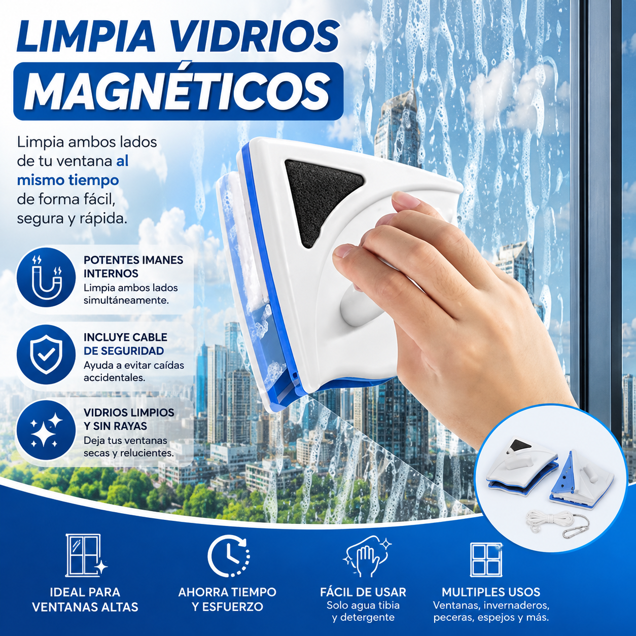 ⭐ LIMPIA VIDRIOS MAGNÉTICOS
