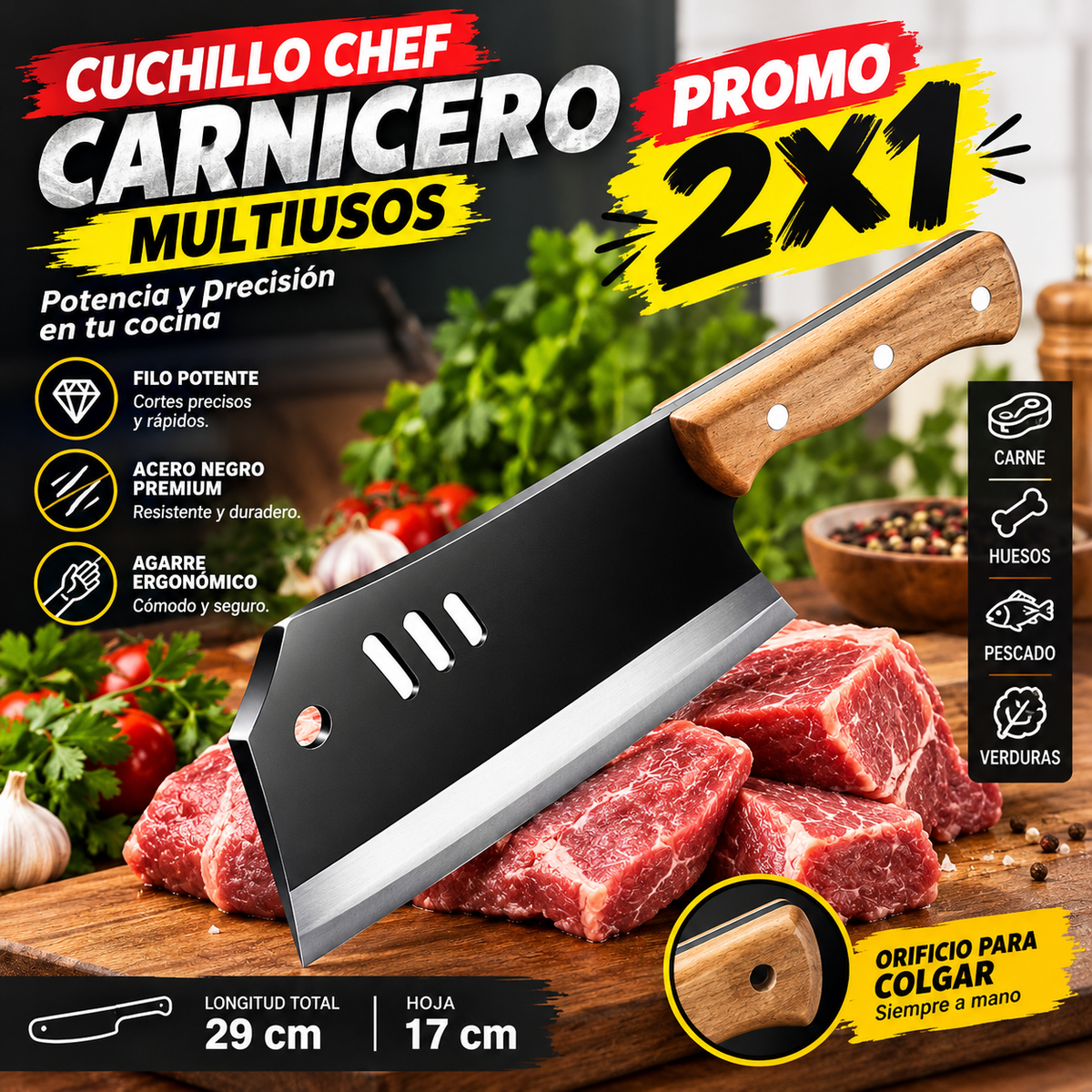 CUCHILLO CHEF CARNICERO 2X1