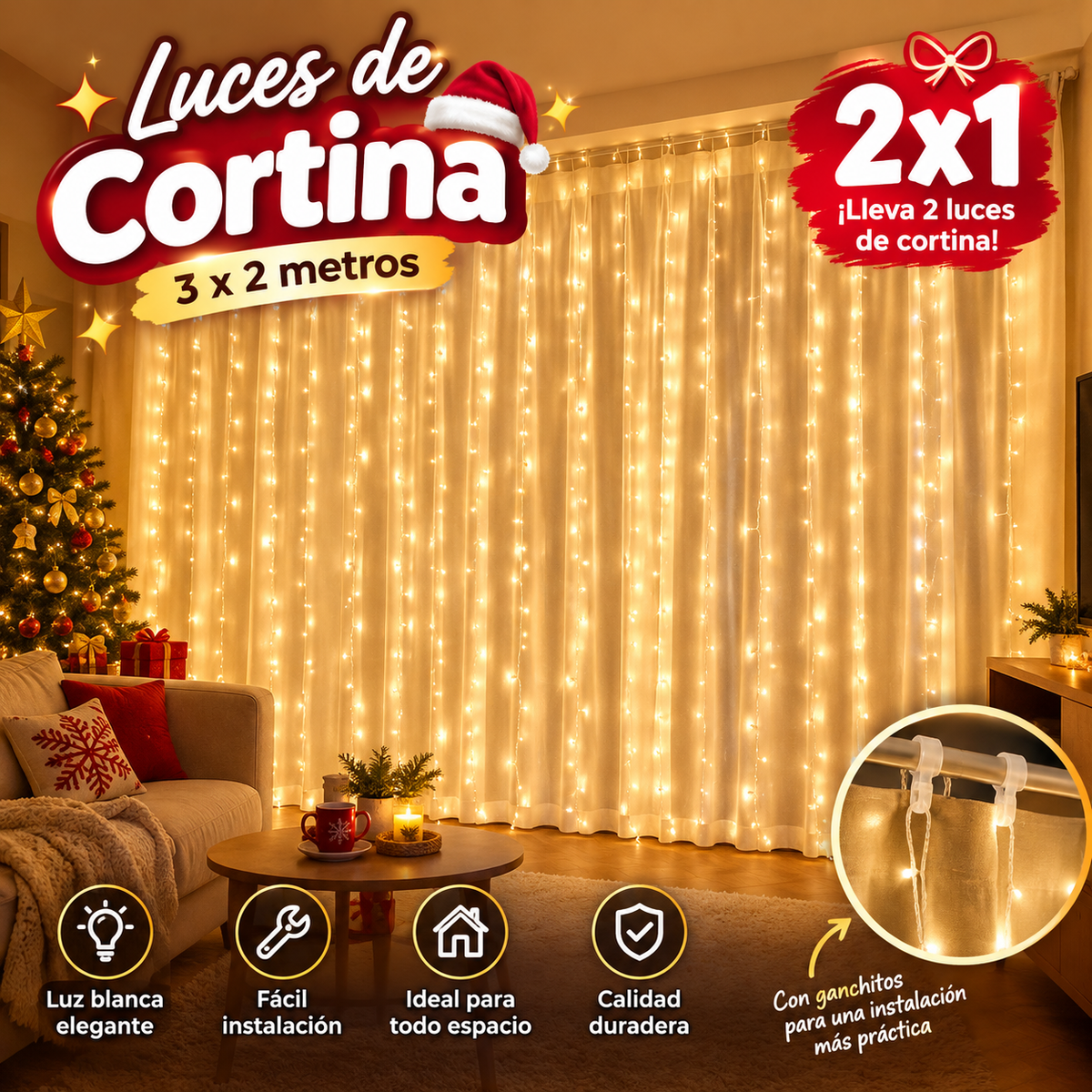 LUCES DE CORTINA 2X1