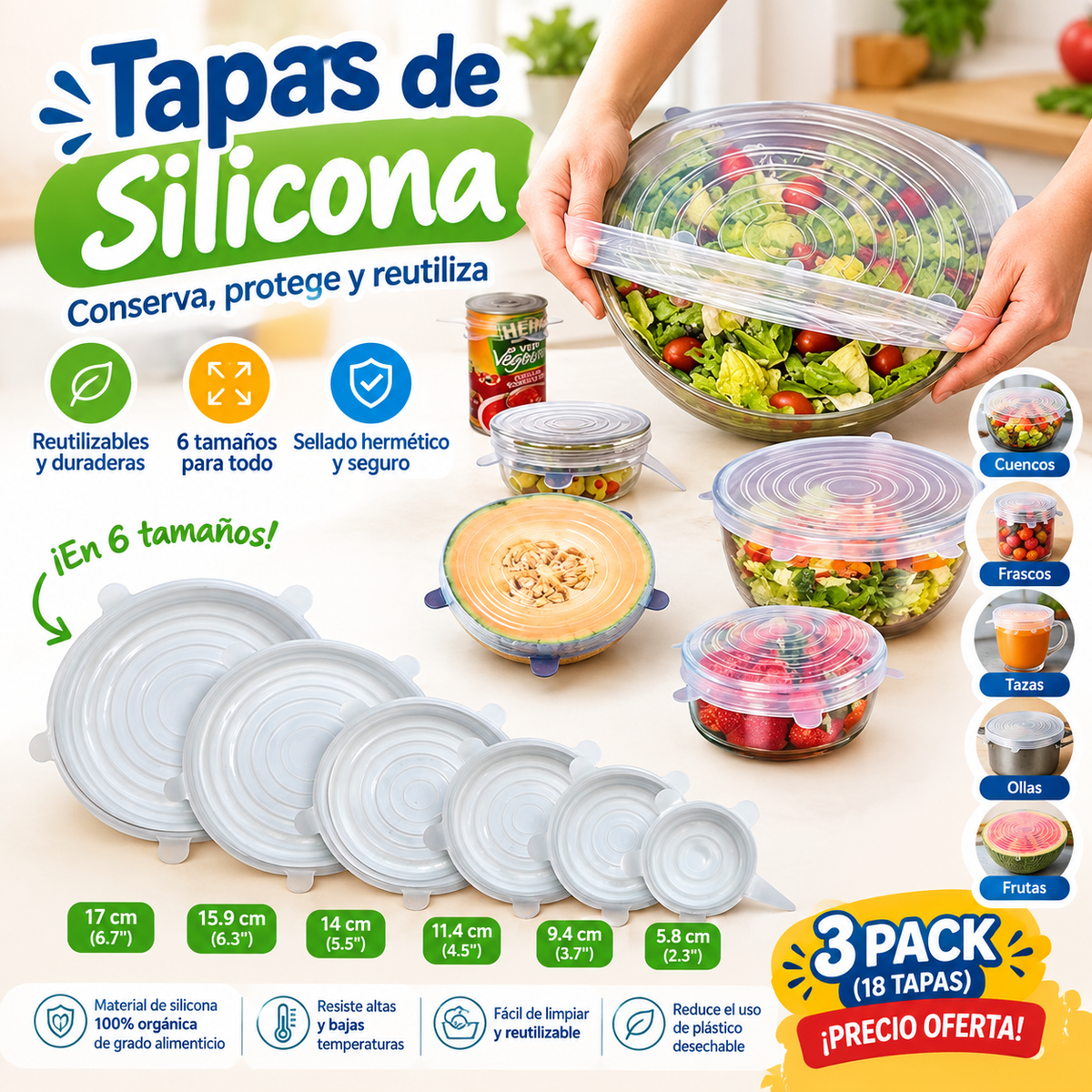 TAPAS ELASTICAS REUTILIZABLE
