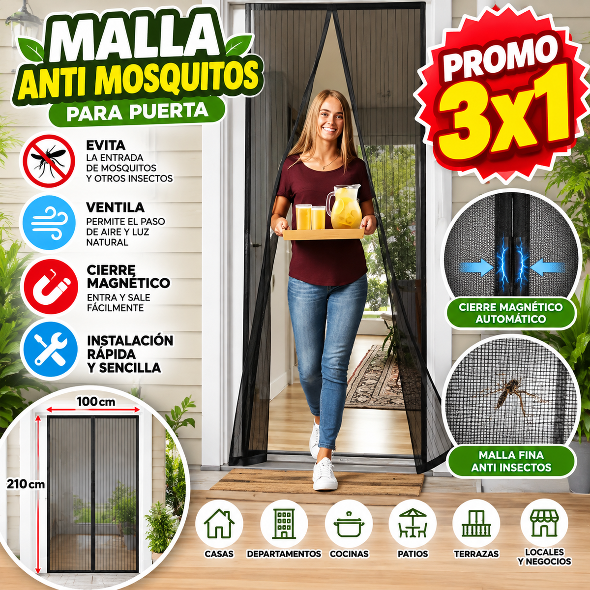 MALLA ANTI MOSQUITOS 3X1