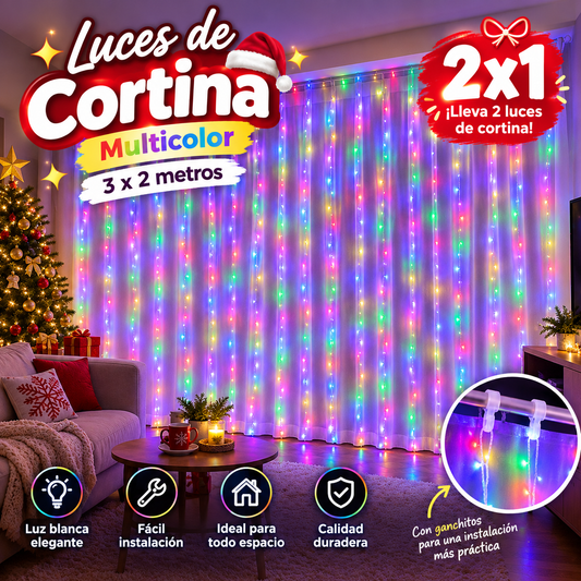 LUCES DE CORTINA MULTICOLOR 2X1